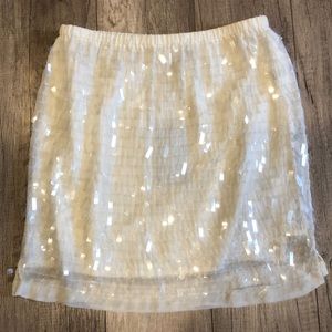 NWT Zara White Skirt with Clear Sequins